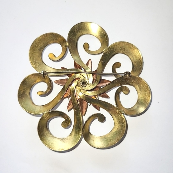 HUGE 3 1/2" VINTAGE SPIRAL VINTAGE RETRO BROOCH - Picture 3 of 6